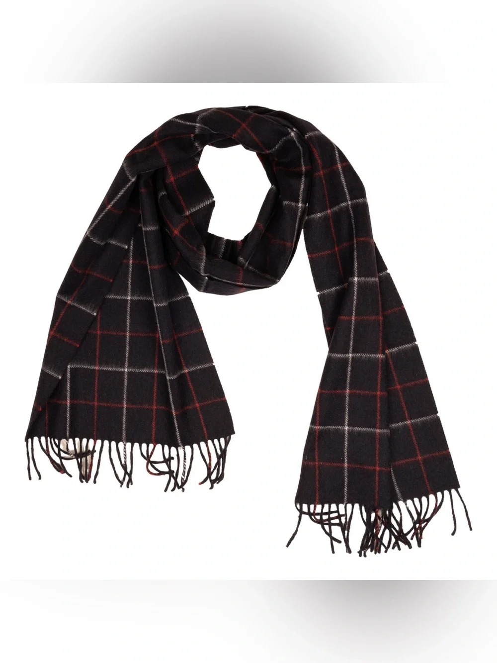 Unisex Black Plaid Cashmink Scarf